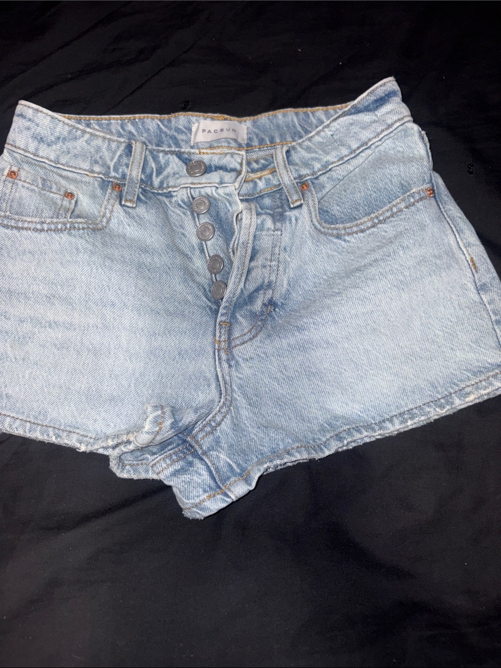 PacSun Light Blue High-Rise Button-Fly Denim Shorts